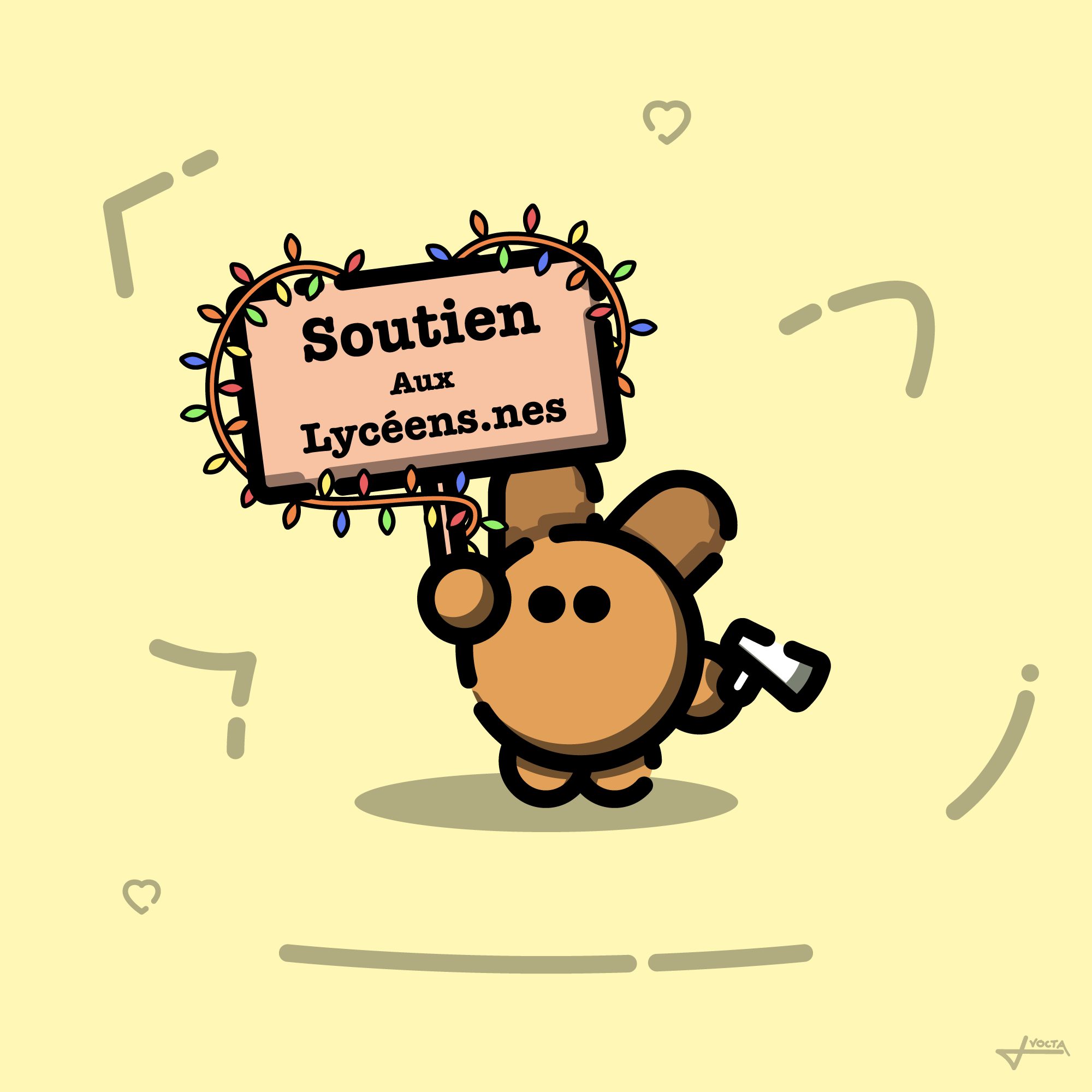 Manif — illustration de soutien aux lycéen·nes par Vocta
